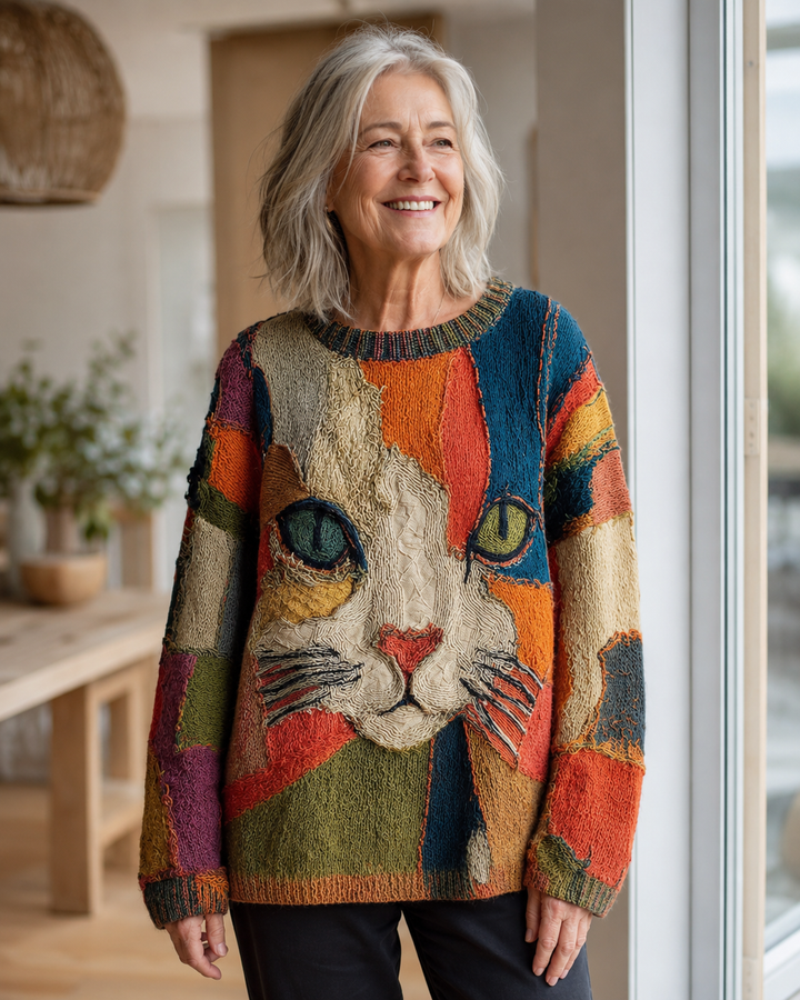 Nora™ | Cat Patchwork Pullover