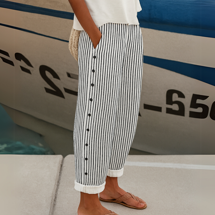 LORA - Stylish Striped Button Pants