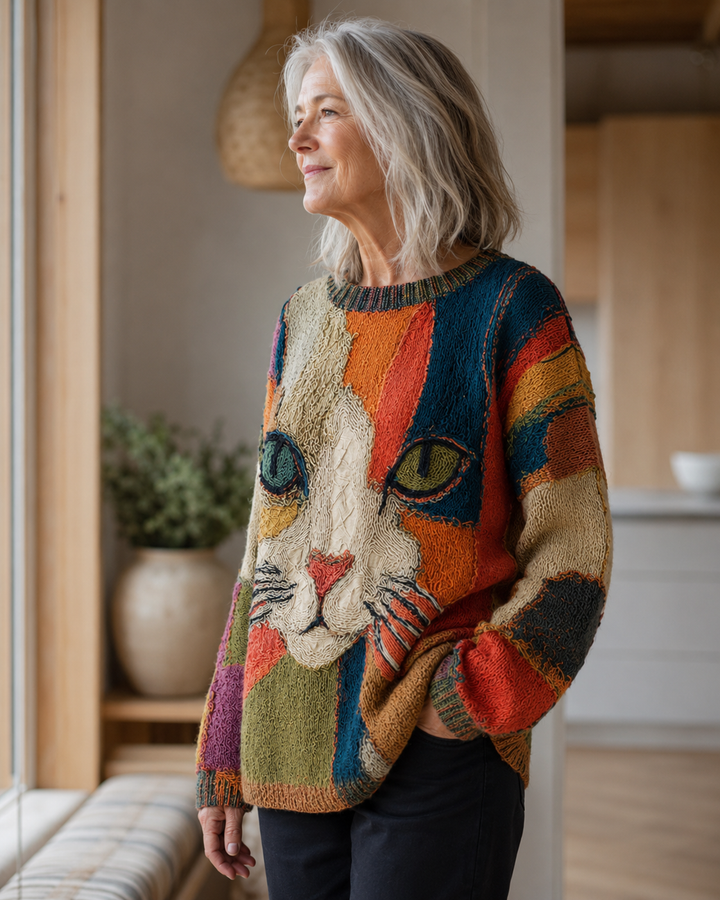 Nora™ | Cat Patchwork Pullover