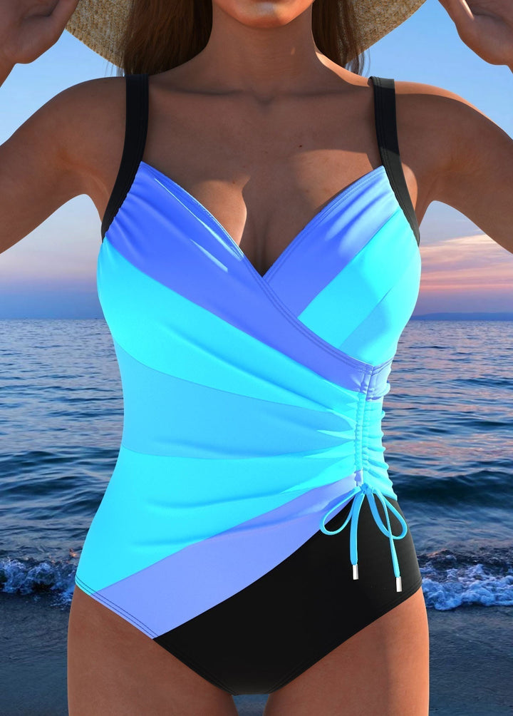 Elegant Wrap Swimsuit with Colourful Pattern