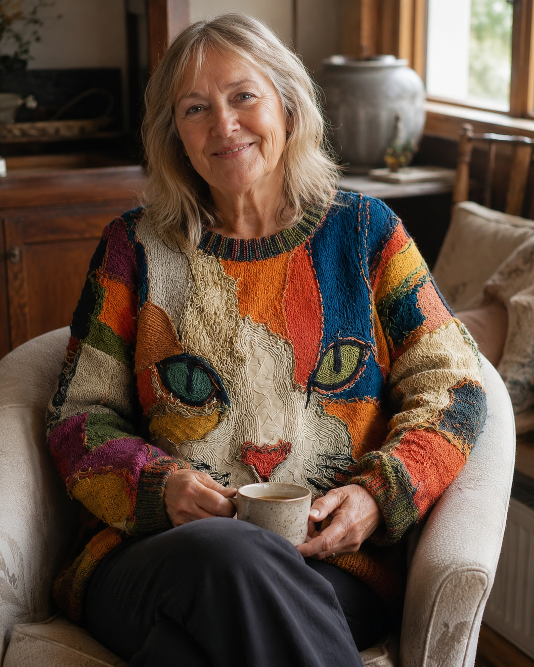 Nora™ | Cat Patchwork Pullover