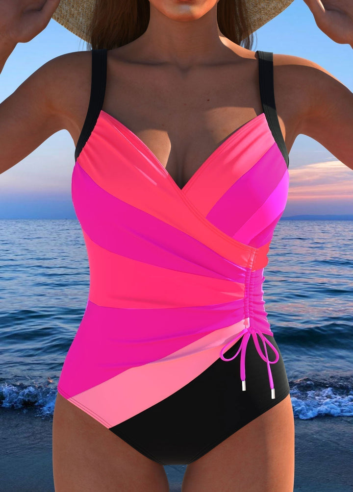 Elegant Wrap Swimsuit with Colourful Pattern