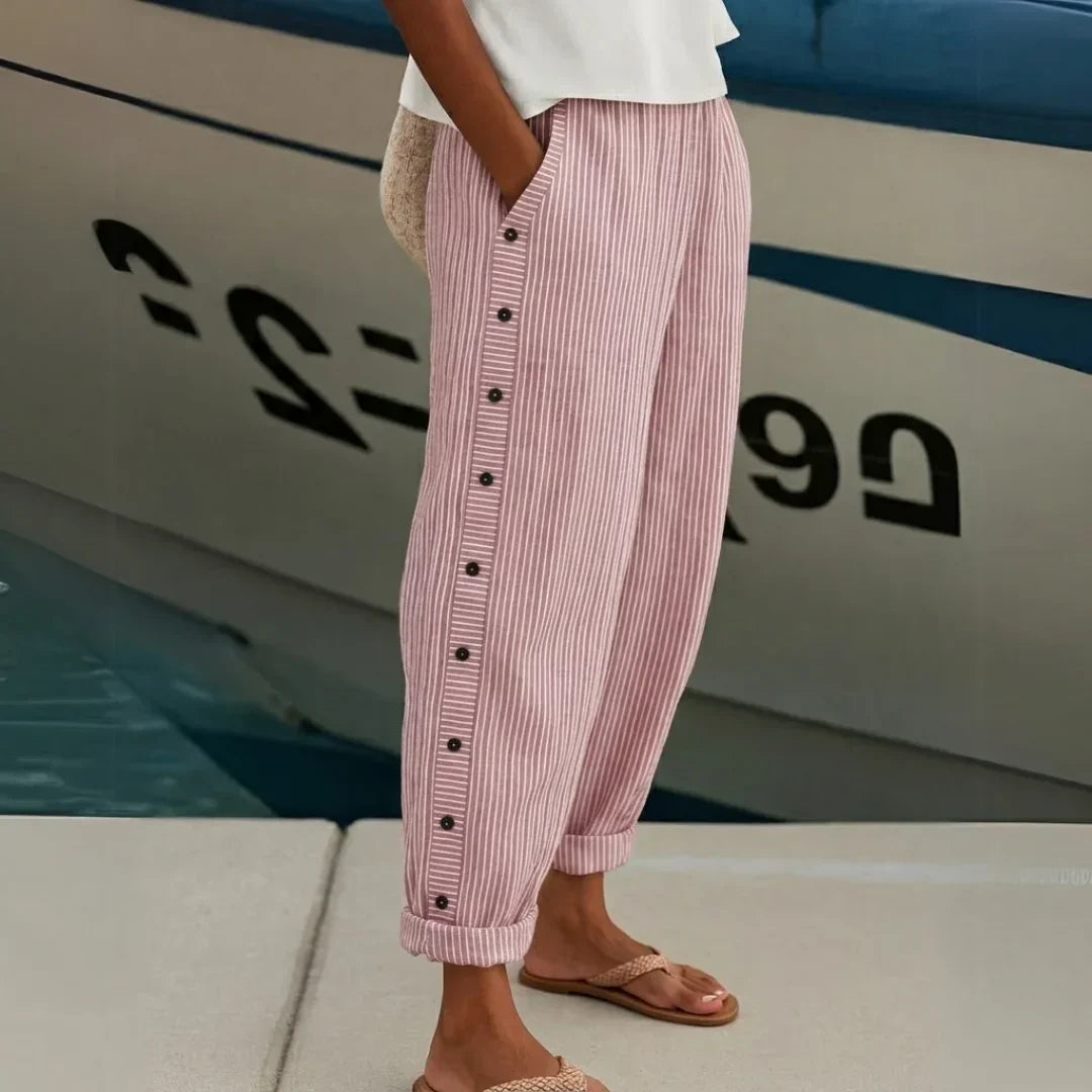 LORA - Stylish Striped Button Pants