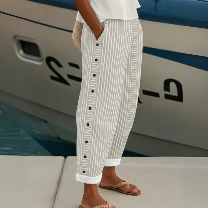 LORA - Stylish Striped Button Pants