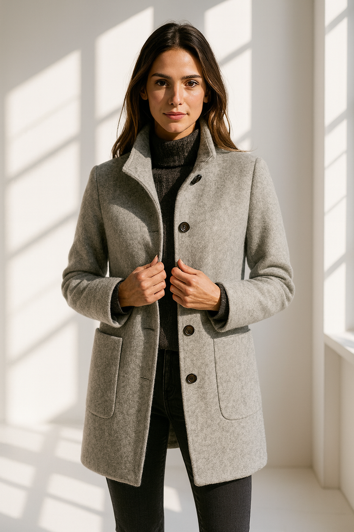 Mabel™ | Elegant High Collar Coat