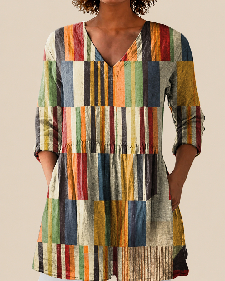 Lowri | Long Patterned Statement Blouse