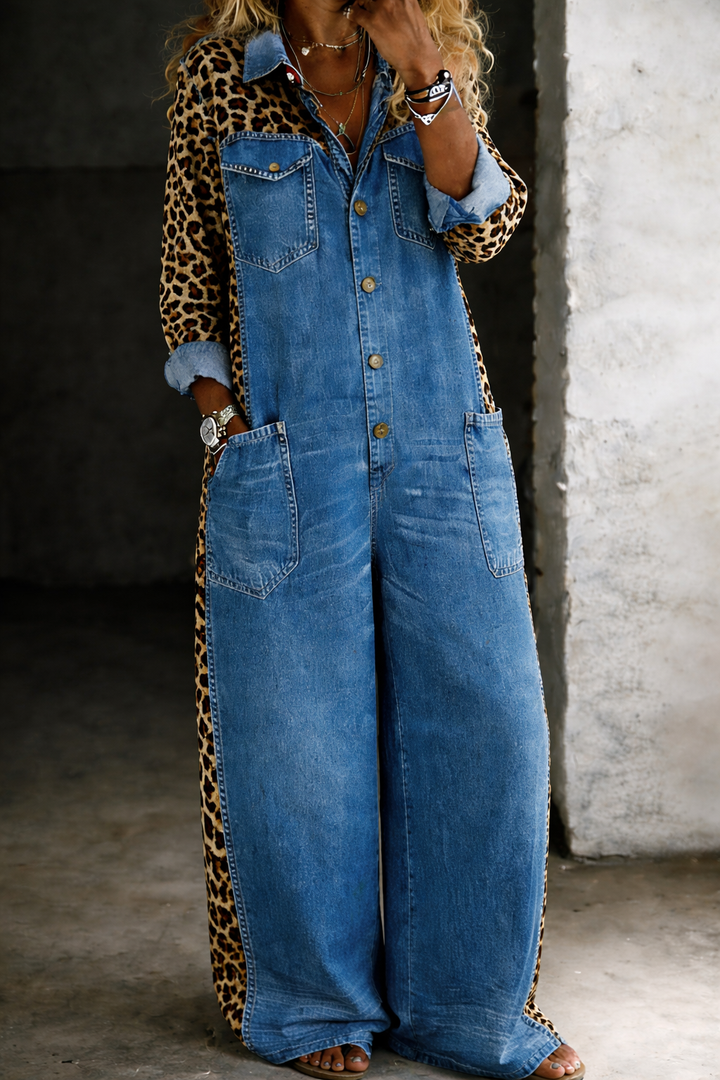 Gillian | One Piece Denim-Look Shirt Jumpsuit