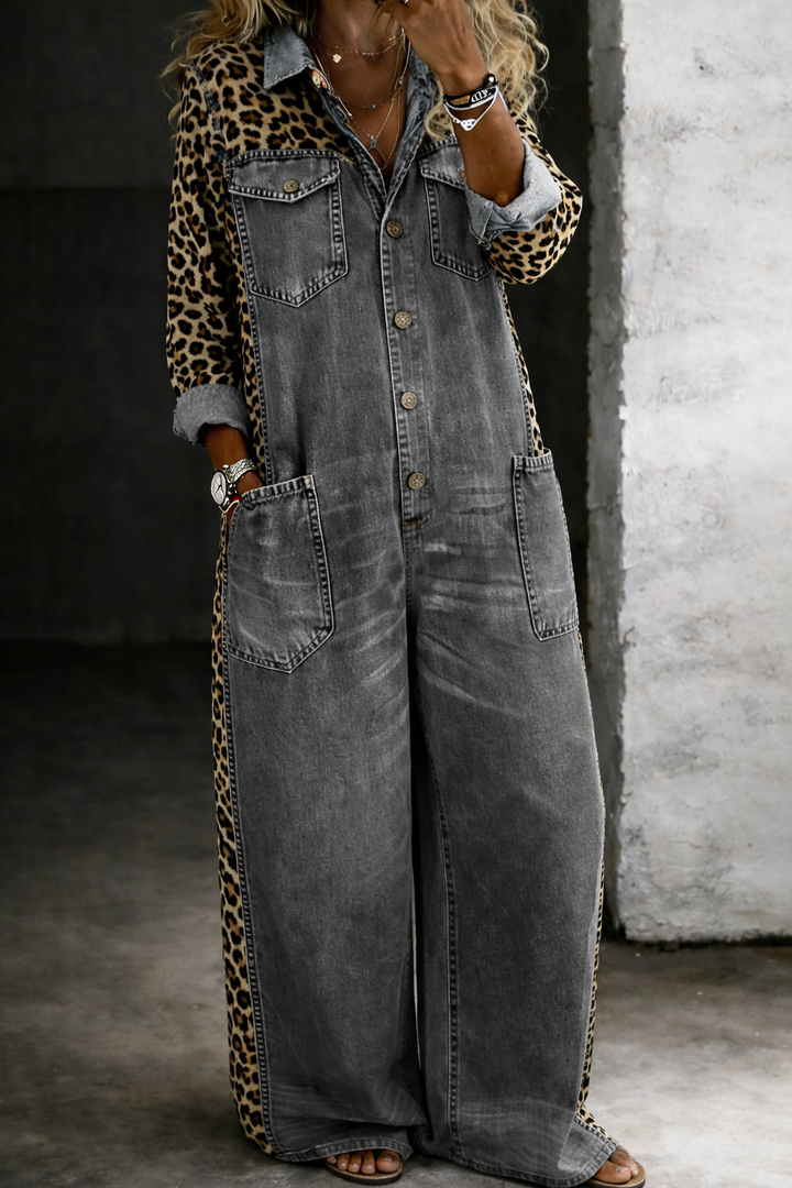 Gillian | One Piece Denim-Look Shirt Jumpsuit