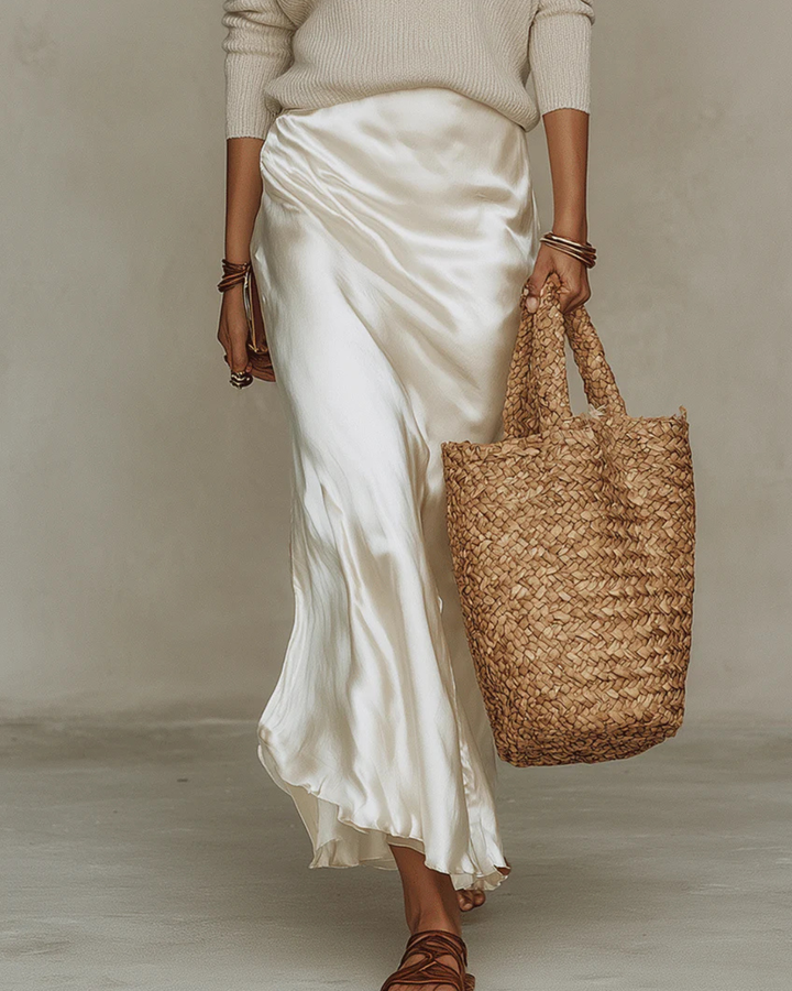 Alice | Midi Satin Dress with Included Sweater