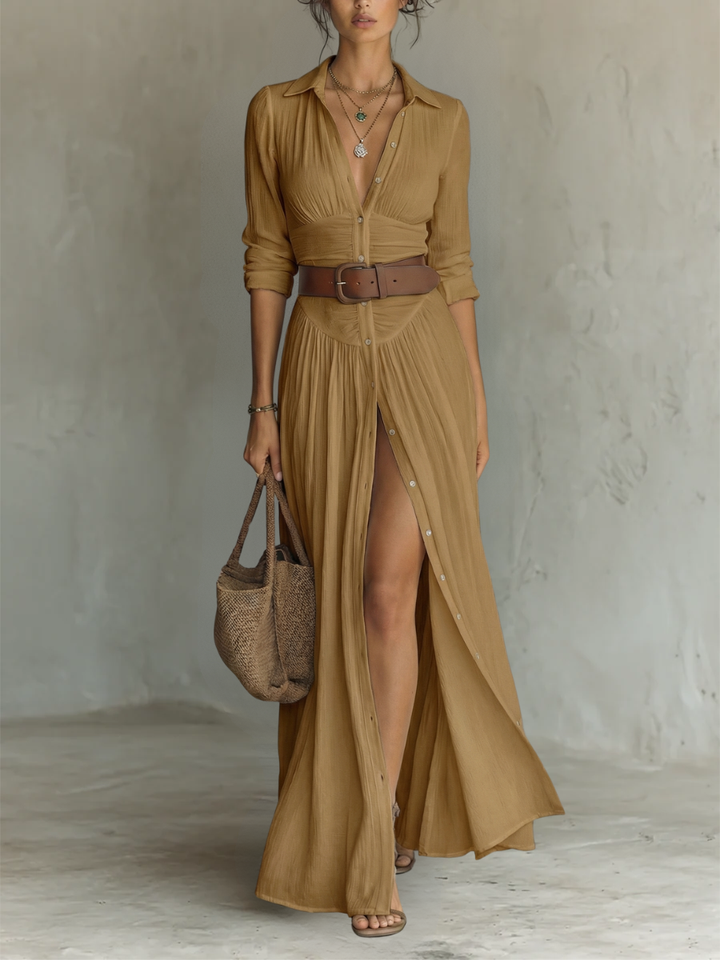 Pamela Women's Elegant Long Sleeve Maxi Dress