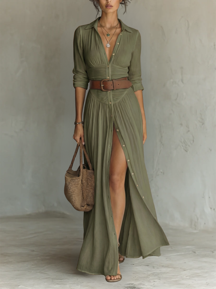 Pamela Women's Elegant Long Sleeve Maxi Dress
