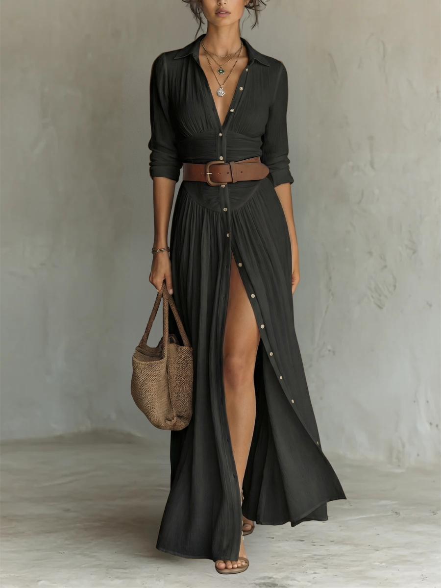 Pamela Women's Elegant Long Sleeve Maxi Dress