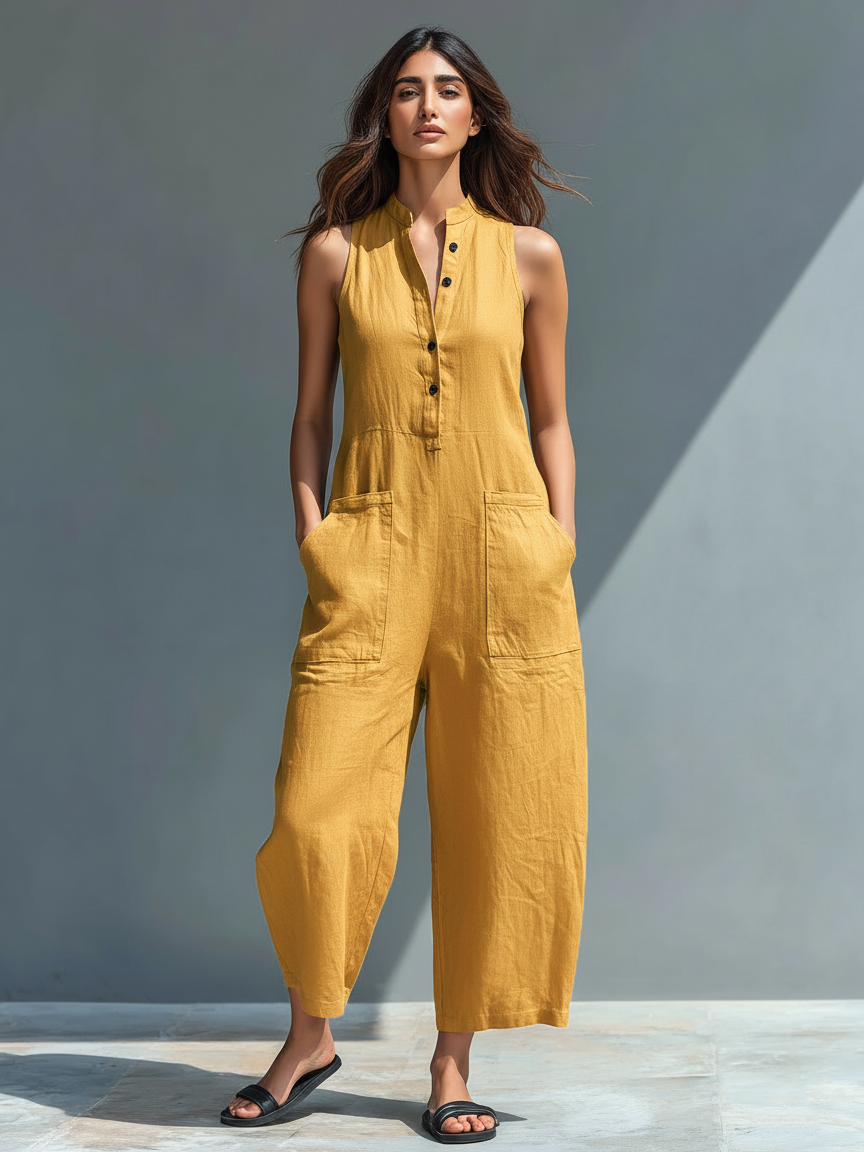 Sylvia – Effortless Sleeveless Linen Blend Jumpsuit