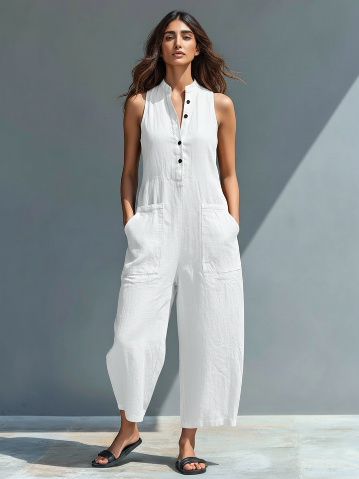 Sylvia – Effortless Sleeveless Linen Blend Jumpsuit