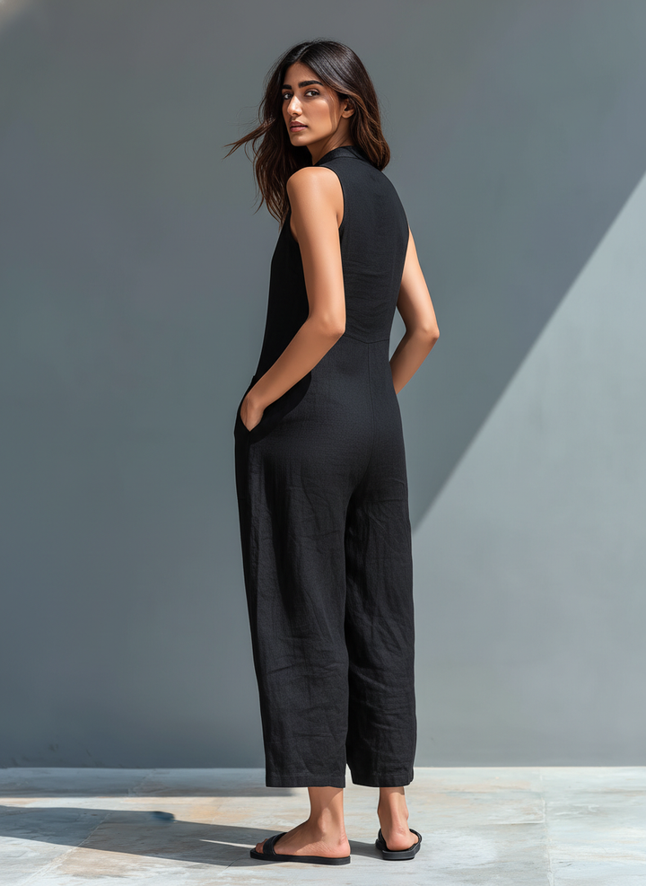 Sylvia – Effortless Sleeveless Linen Blend Jumpsuit