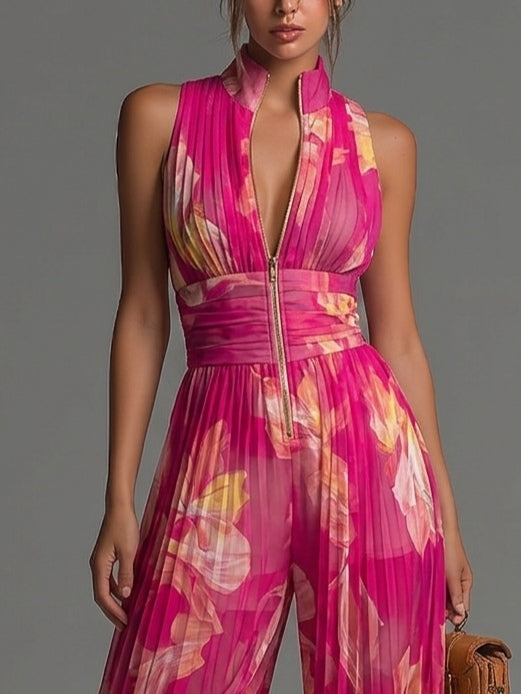 Camilla™ | Floral Pleated Chiffon Jumpsuit