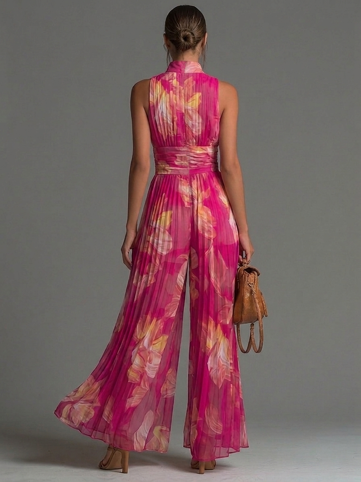 Camilla™ | Floral Pleated Chiffon Jumpsuit