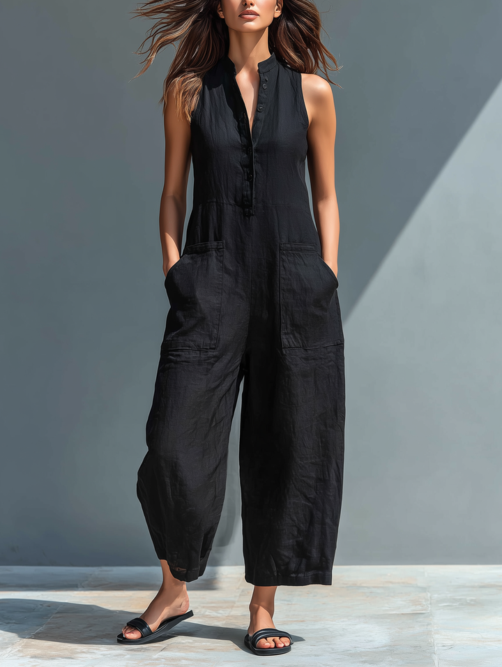 Sylvia – Effortless Sleeveless Linen Blend Jumpsuit