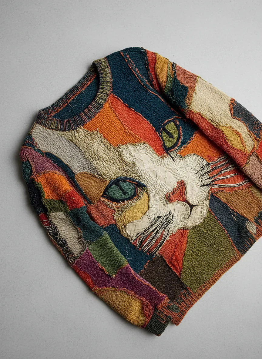Nora™ | Cat Patchwork Pullover