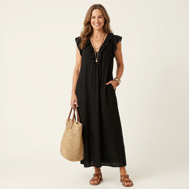 Hannah | Flowy Ruffle Maxi Dress