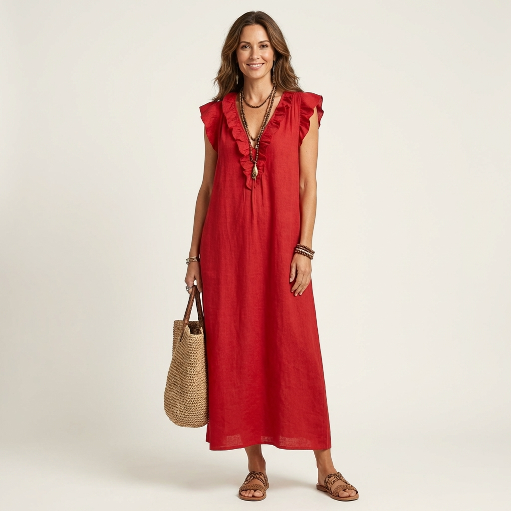 Hannah | Flowy Ruffle Maxi Dress