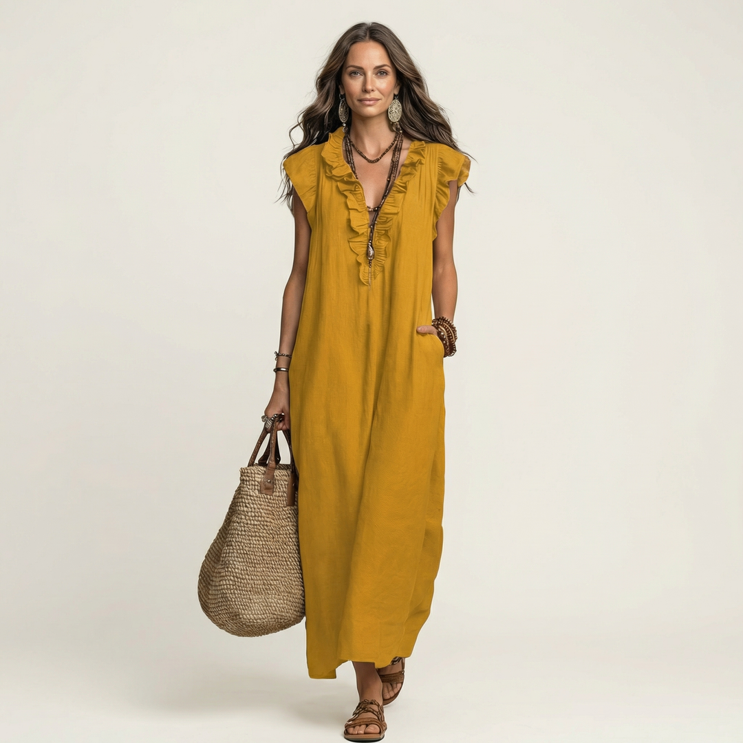 Hannah | Flowy Ruffle Maxi Dress