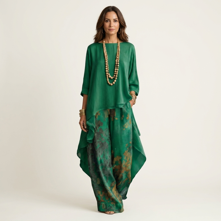 Genevieve™ | Luxe Cotton-Silk Two-Piece Ensemble