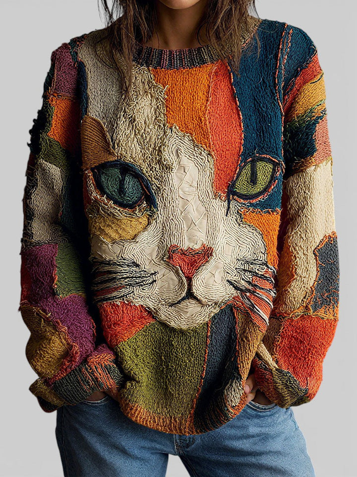 Nora™ | Cat Patchwork Pullover